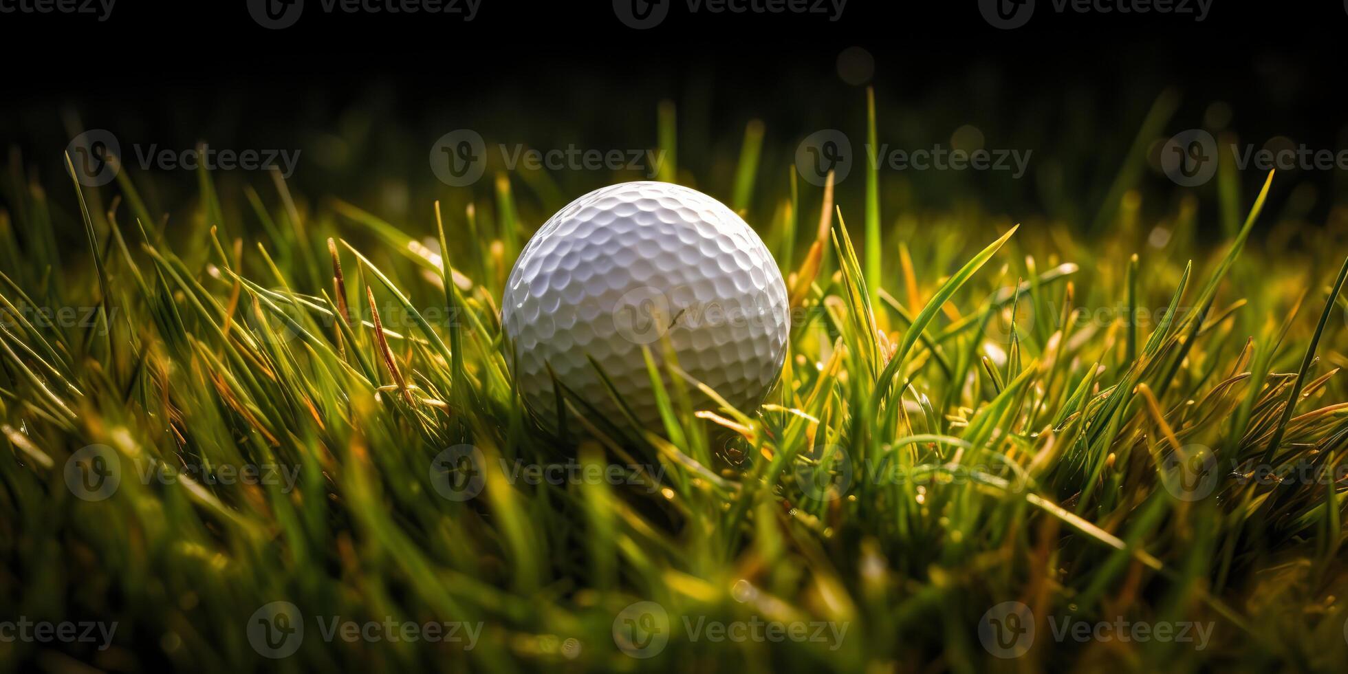 ai generado. ai generativo. golf pelota en verde césped. gráfico Arte foto