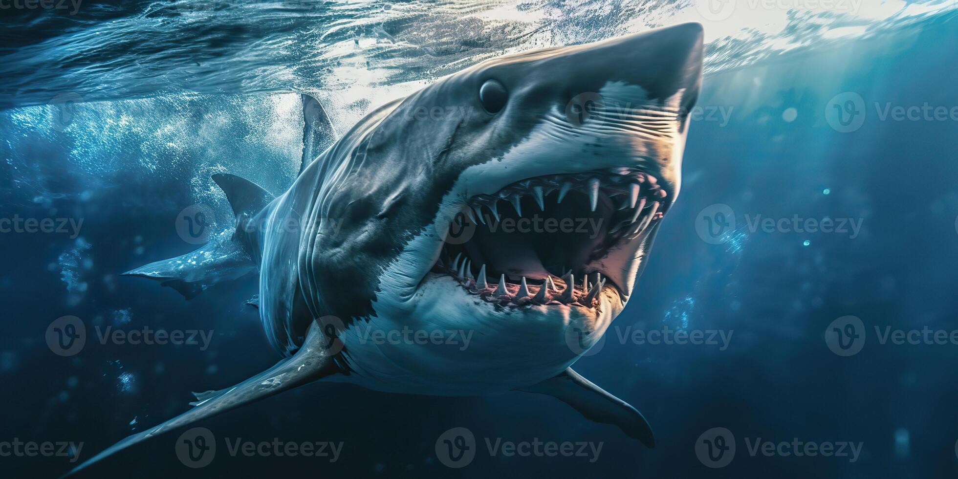 . . Photo illustration of dangerous unawer water shark black fish. Diving adventures. Graphic Art