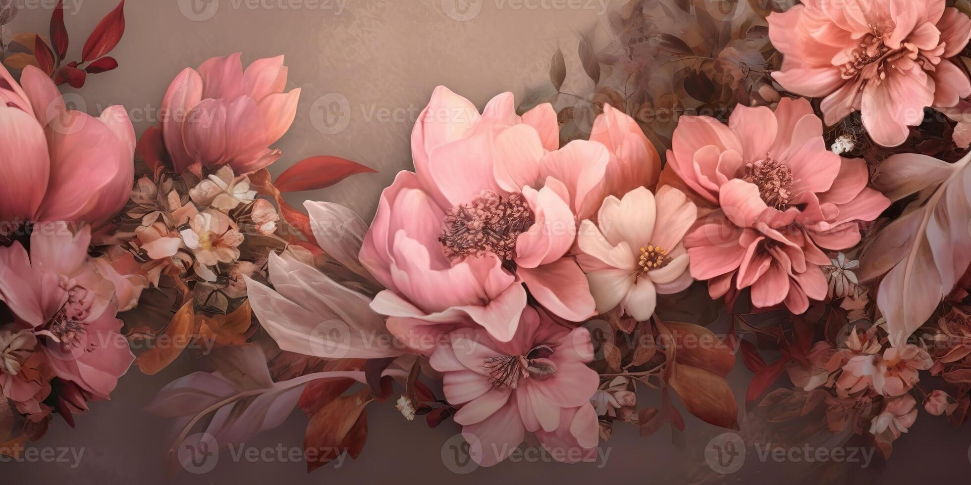 . . Beautiful pink flowers oil draw paint on canvas. Romantic love vibe. Graphic Art photo