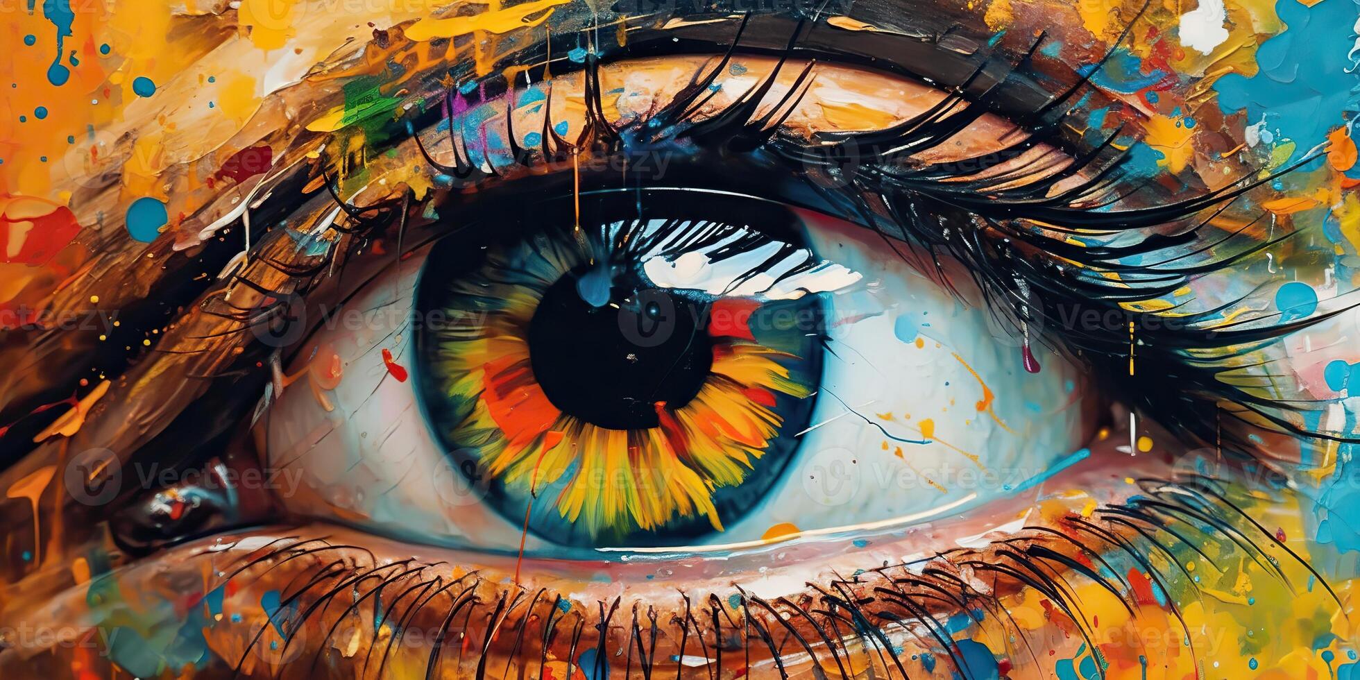 . . Photo realistic illustration of human eye oil draw. Graphic Art