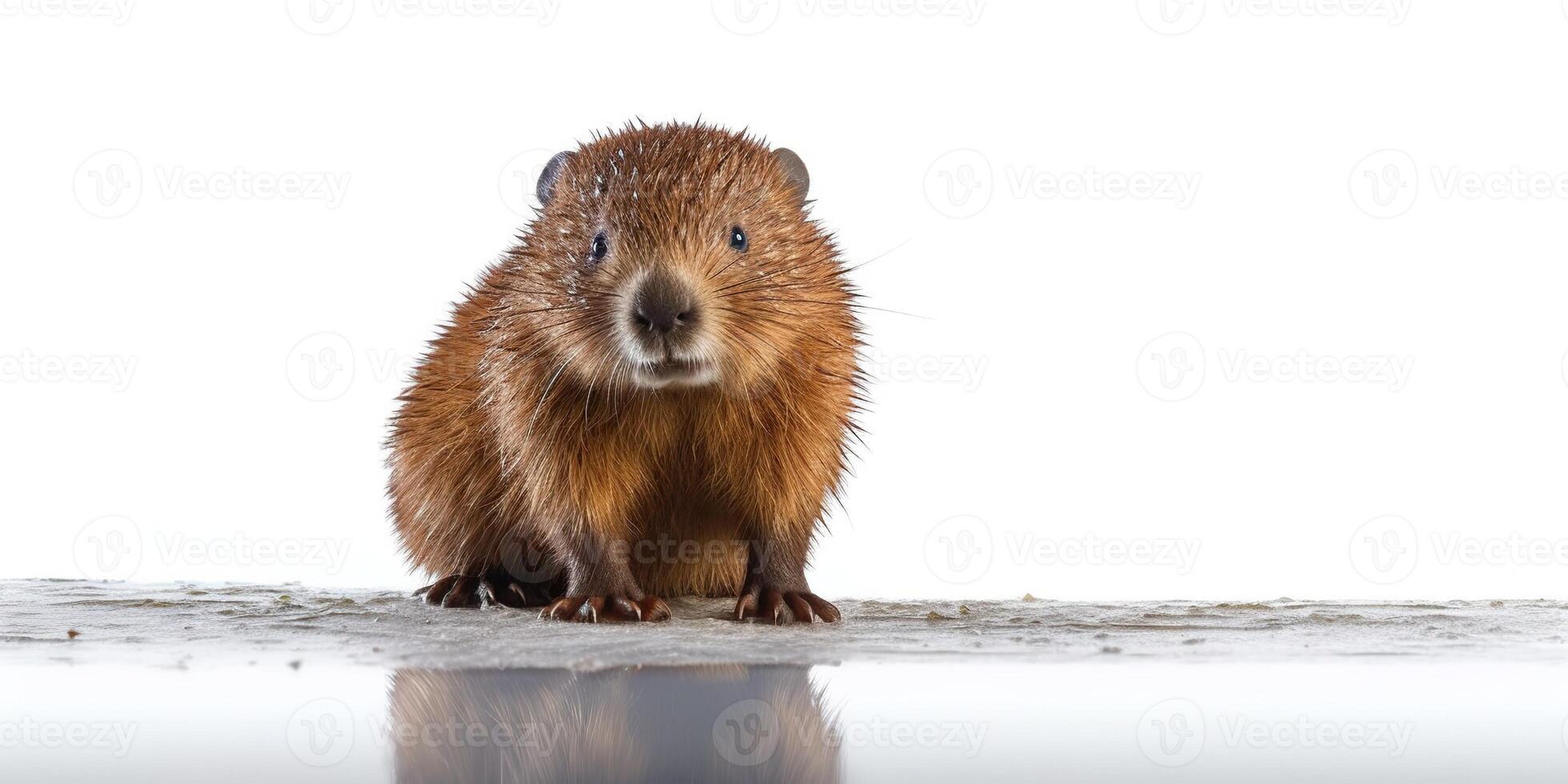 . . Photo Illustration of baby little beaver portrait face animal. Graphic Art