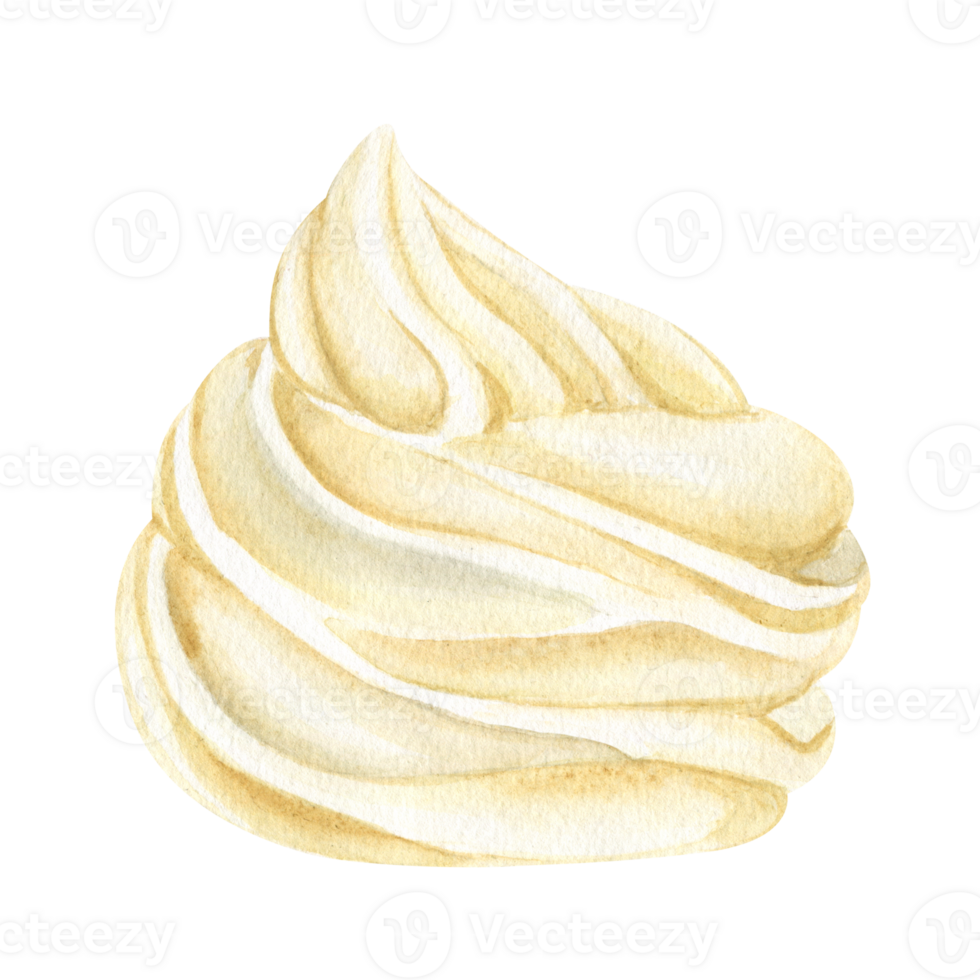 Cream white zefir. Vanilla dessert. Watercolor hand drawn illustration. Isolated. png