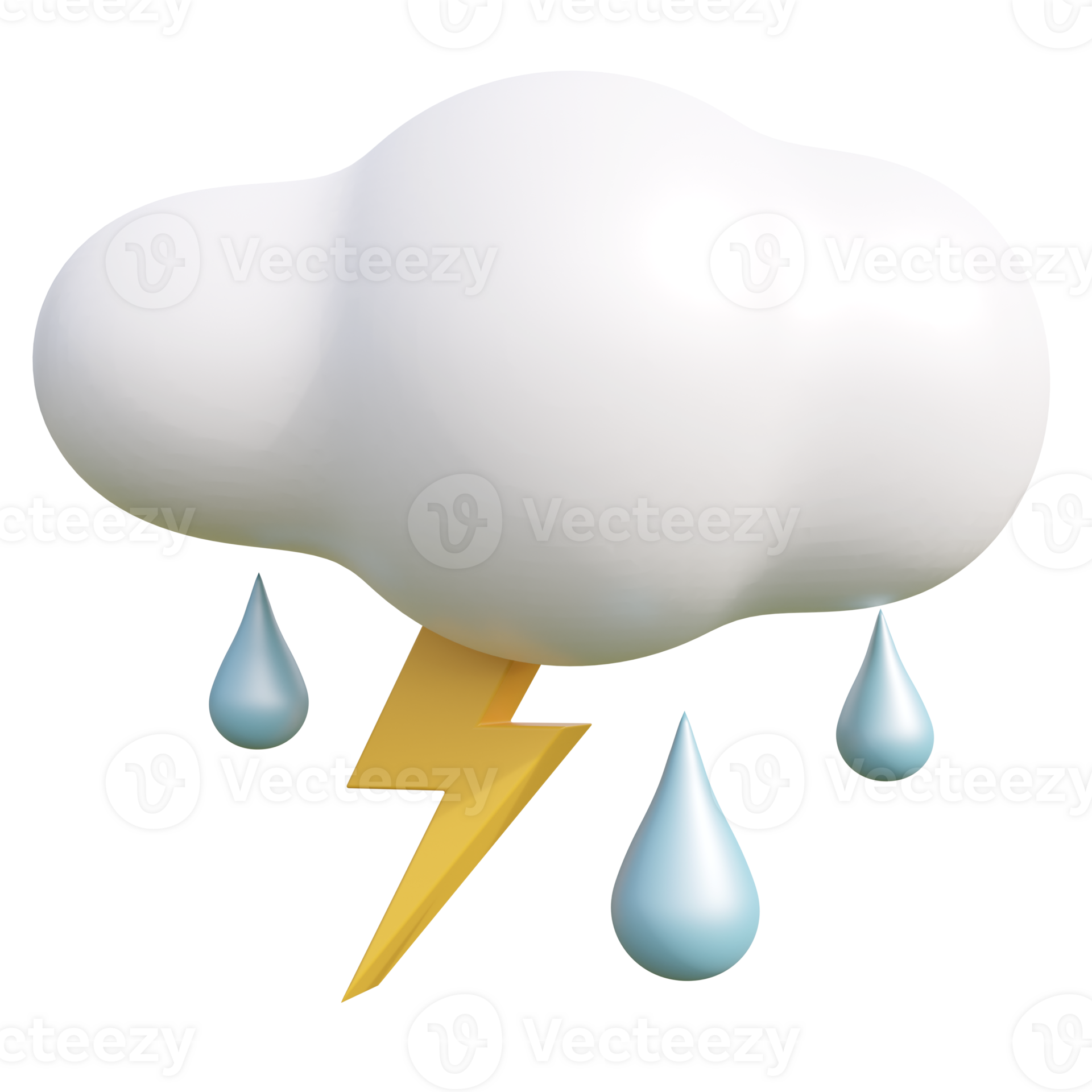 3d weather forecast icon. Weather, lightning, cloud, raindrop