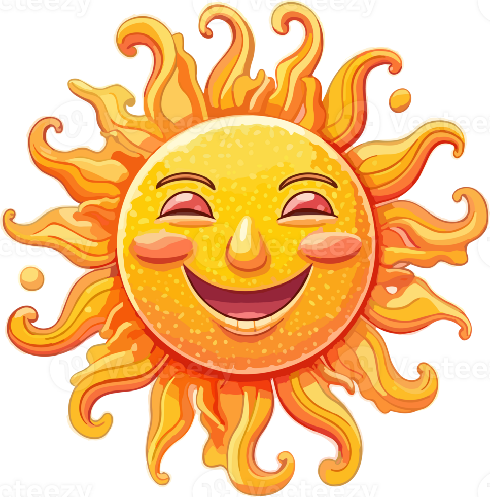 Sonne Symbol Satz. Gelb Sonne Star Symbole Sammlung. Sommer, Sonnenlicht, Natur, Himmel. Illustration png