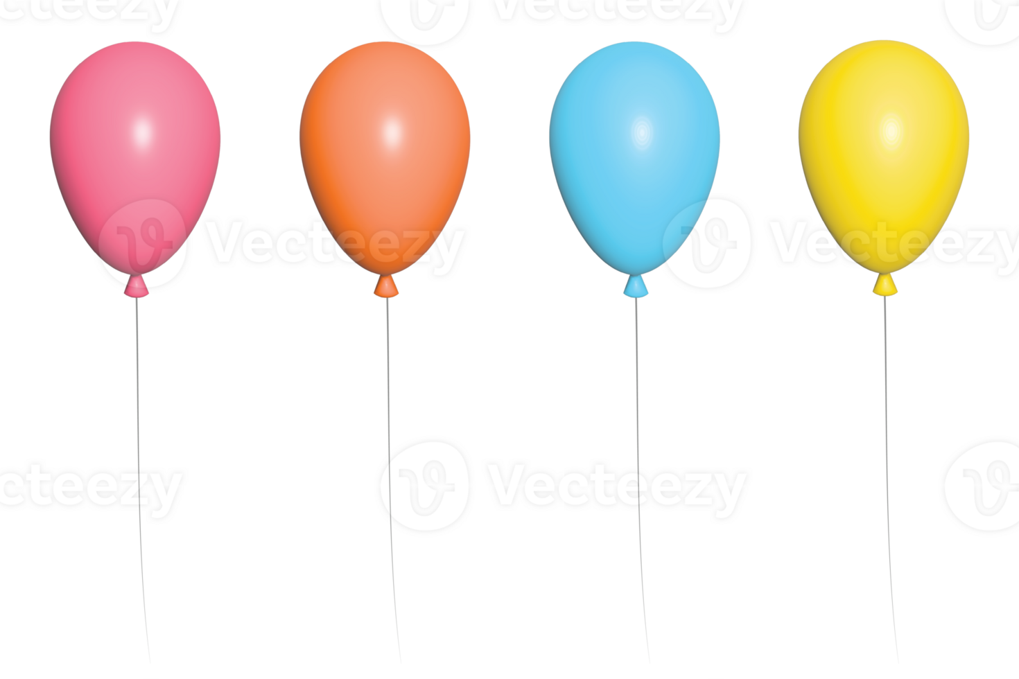 balloons 3d object set on png background