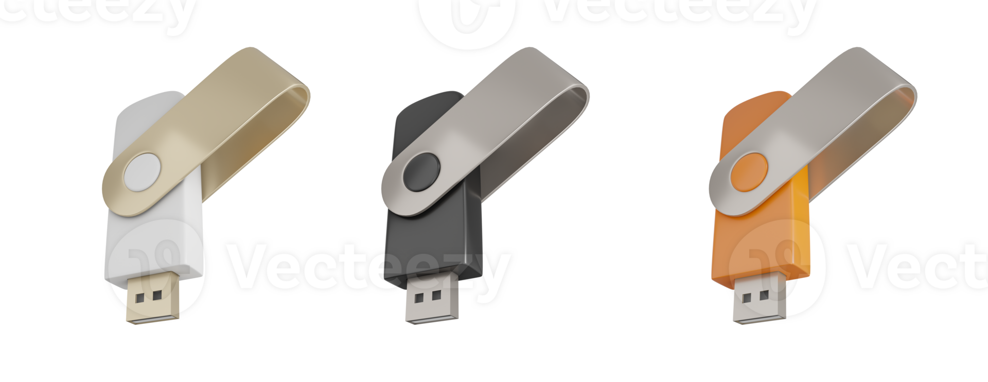 usb flash drive 3d object icon set for save memory of the computer png