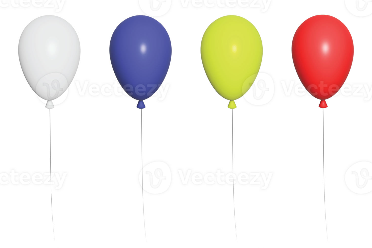 balloons 3d object set on png background