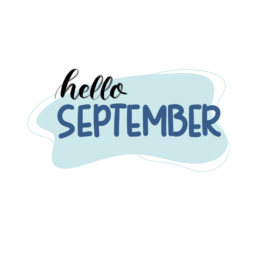Hello September text lettering png