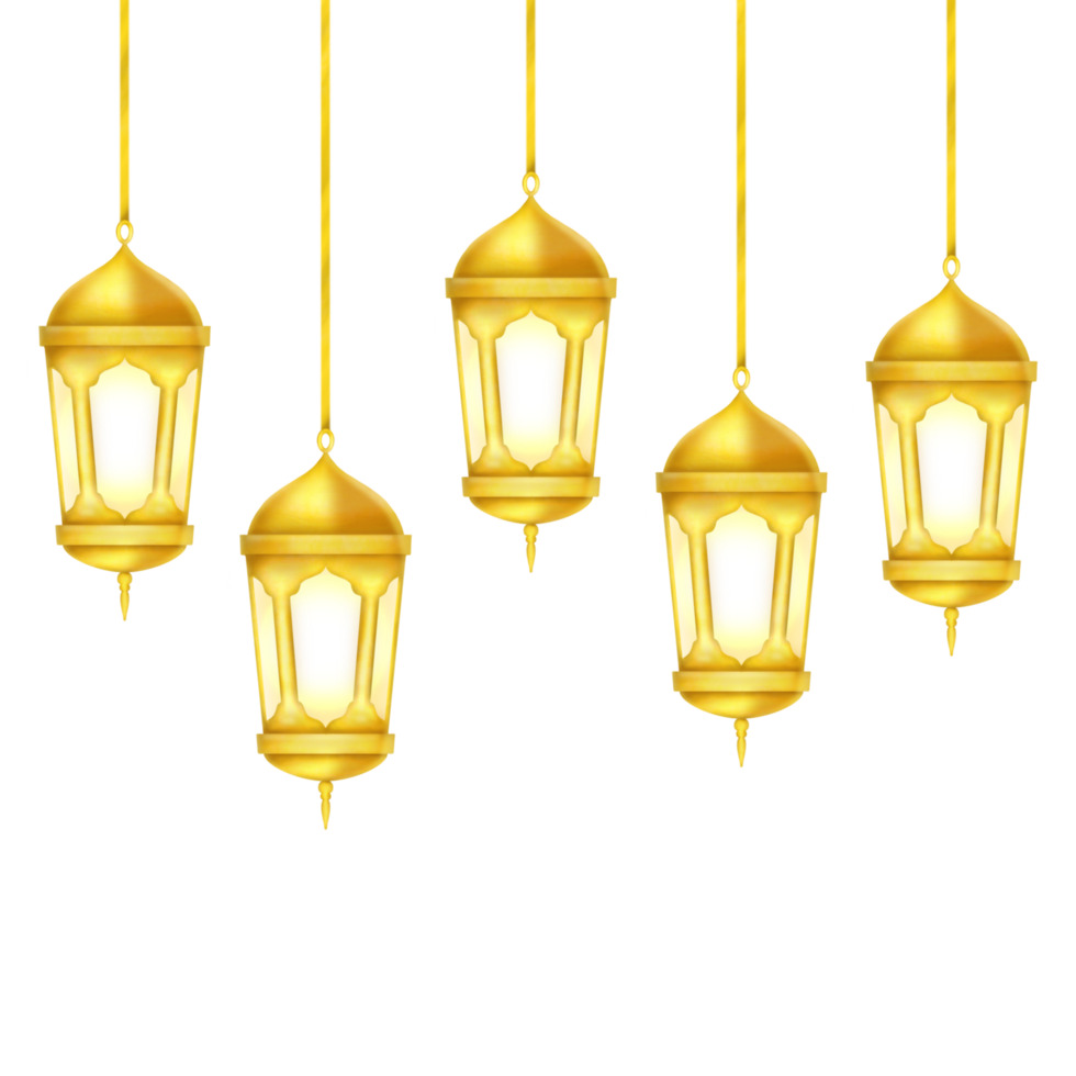 Isolated gold lantern png