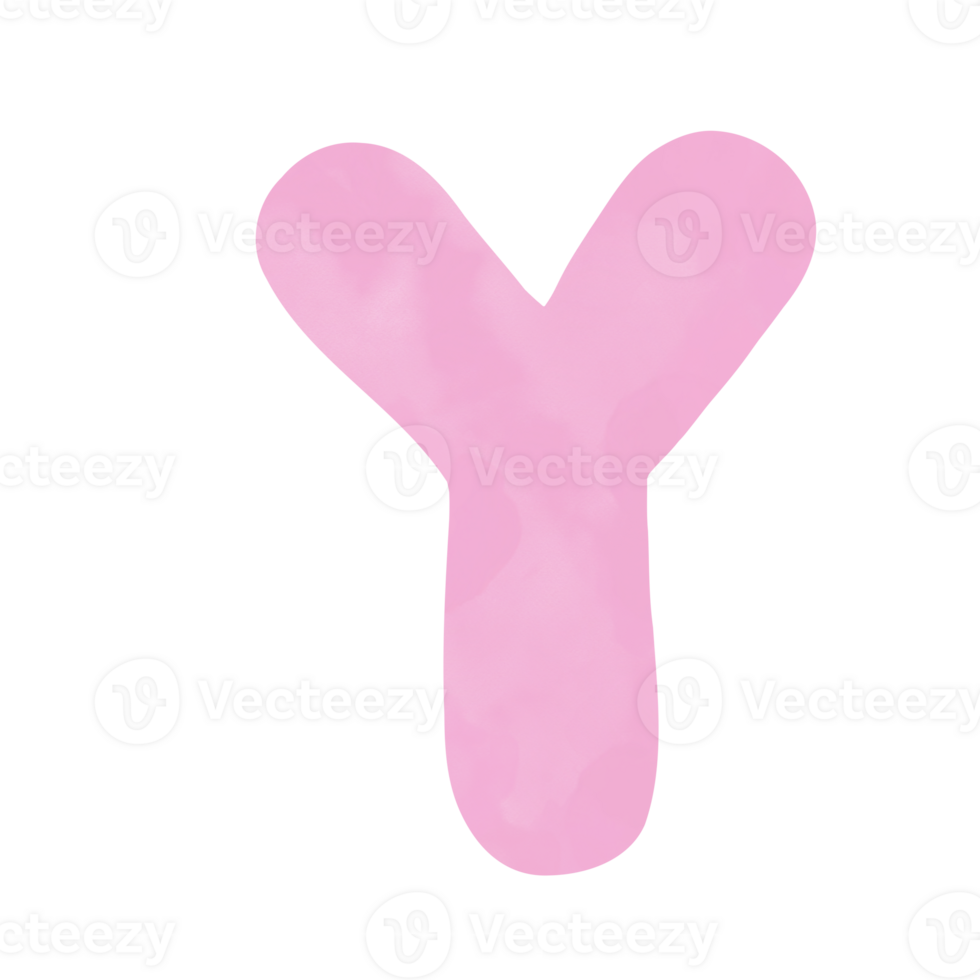 Letter Y pink watercolor pattern, Hand drawn. png