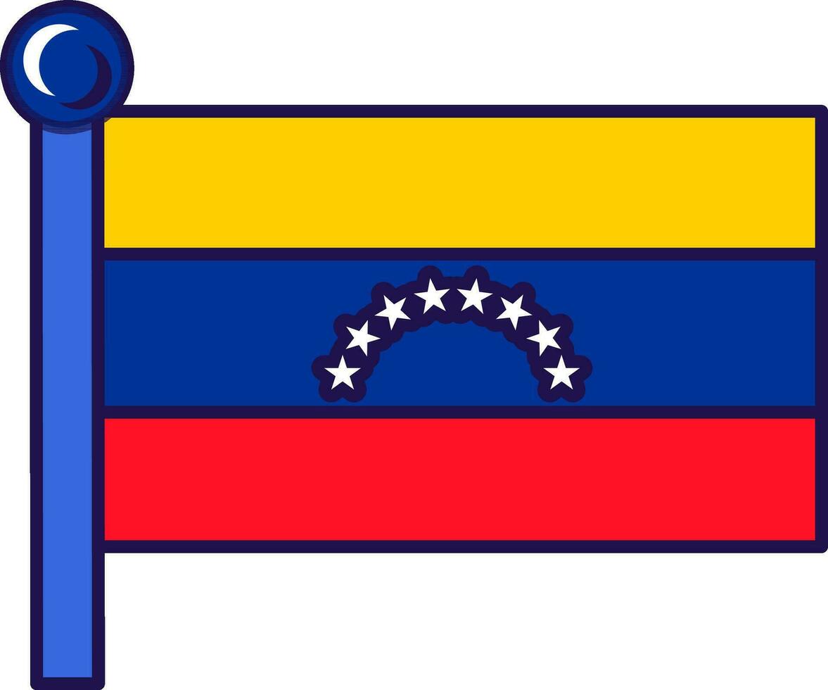 Venezuela country nation flag on flagpole vector