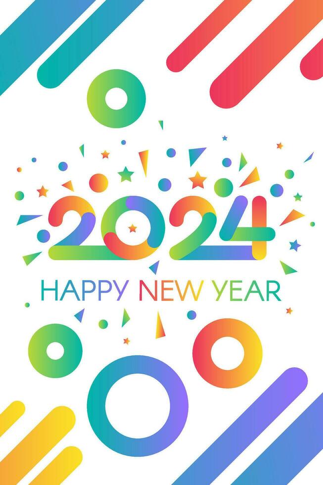 Modern Happy 2024 New Year Light A4 Banner vector