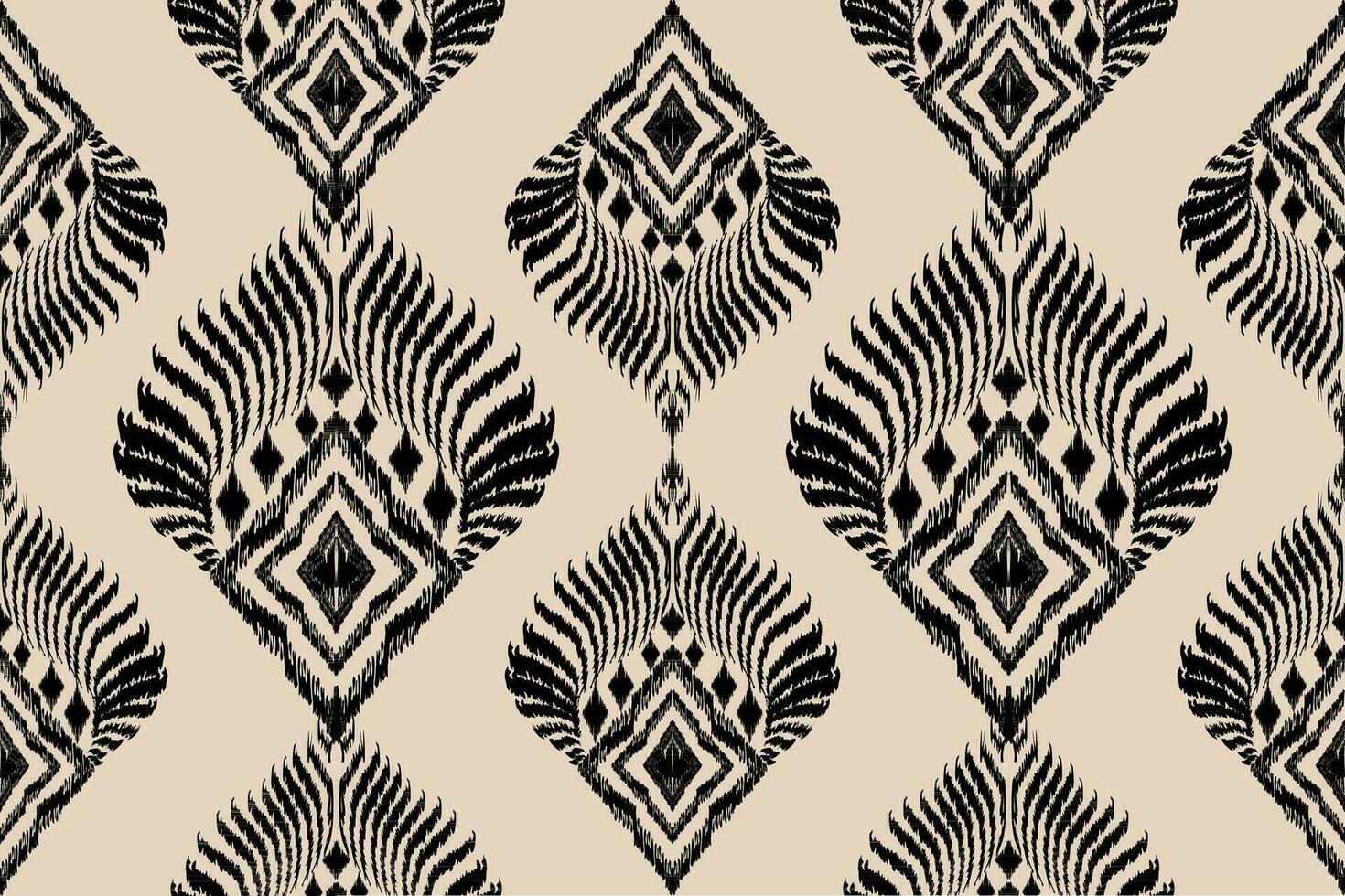 Ikat Ethnic Peacock tribal seamless pattern for wallpaper,decoration,fabric and textile, background, rug. vector