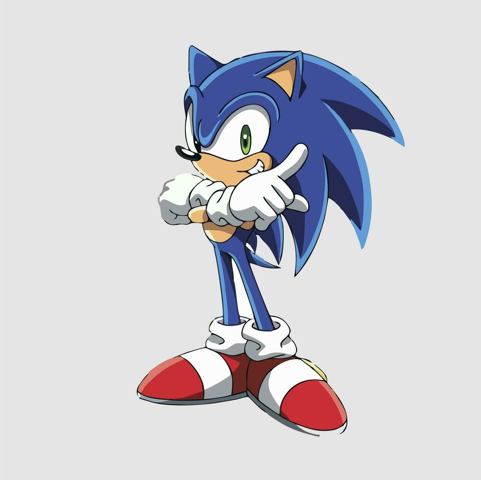 character illustration in sonic mode cartoon vector