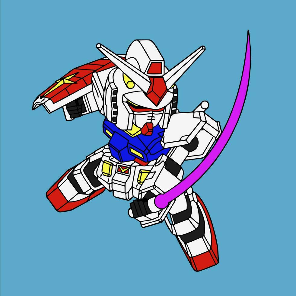 gundam dibujos animados robot combate uniforme ilustración vector