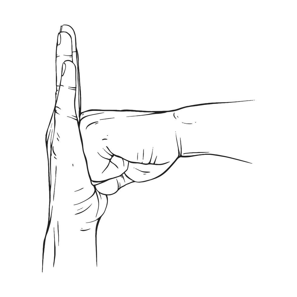 Two Hand drawn gesture sketch vector illustration line art