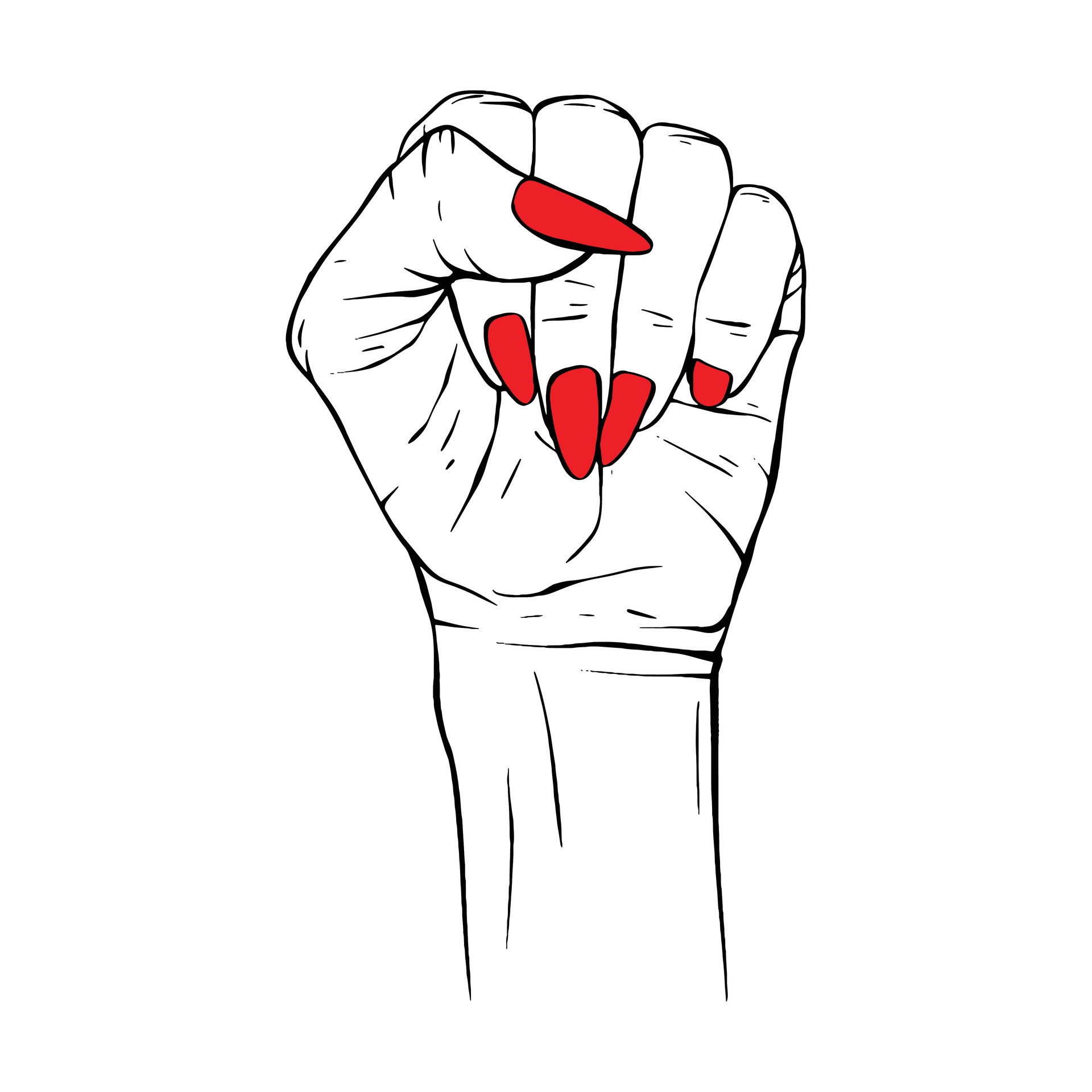 Long red nails hand drawn gesture sketch vector illustration line art ...