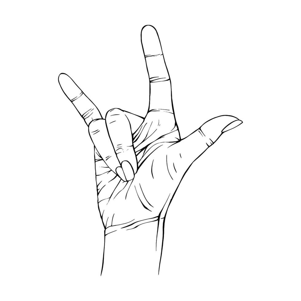 Hand drawn gesture sketch vector illustration line art