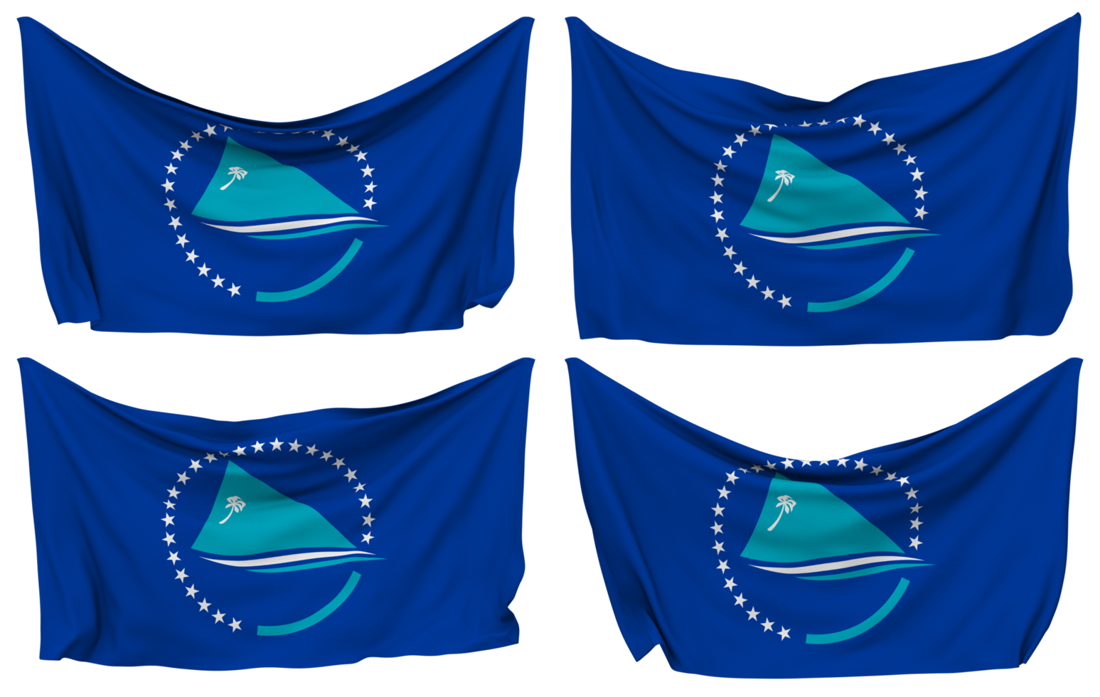 Pacific Community, PC, South Pacific Commission, SPC Pinned Flag from Corners, Isolated with Different Waving Variations, 3D Rendering png