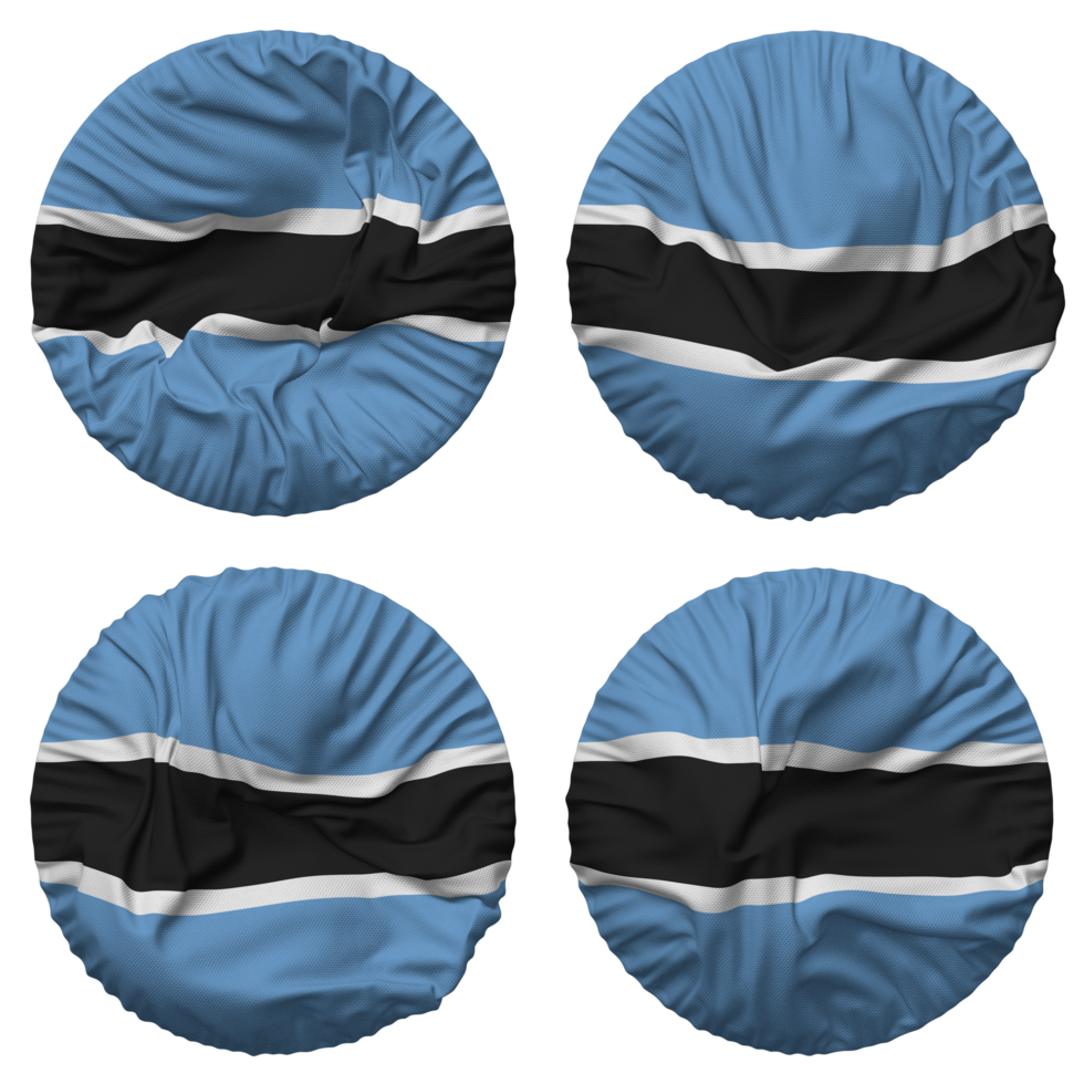 Botswana Flag in Round Shape Isolated with Four Different Waving Style, Bump Texture, 3D Rendering png