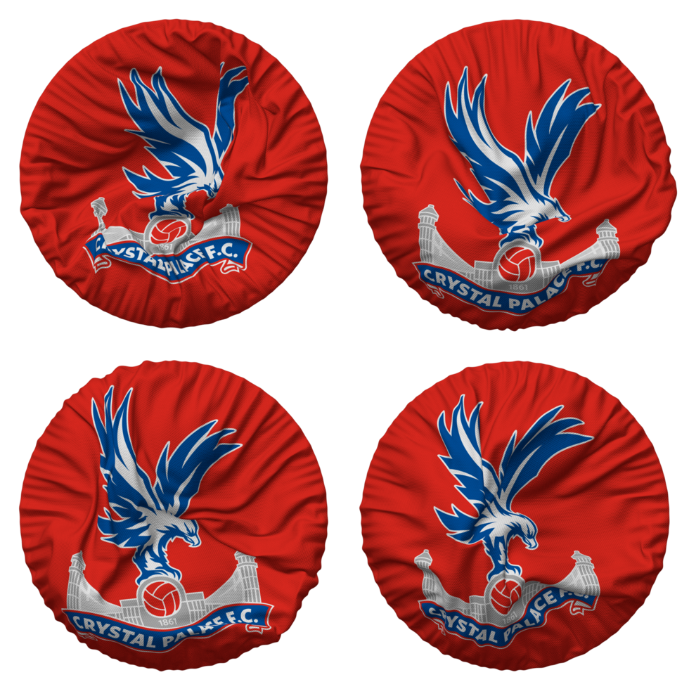 Crystal Palace Football Club Flag in Round Shape Isolated with Four Different Waving Style, Bump Texture, 3D Rendering png