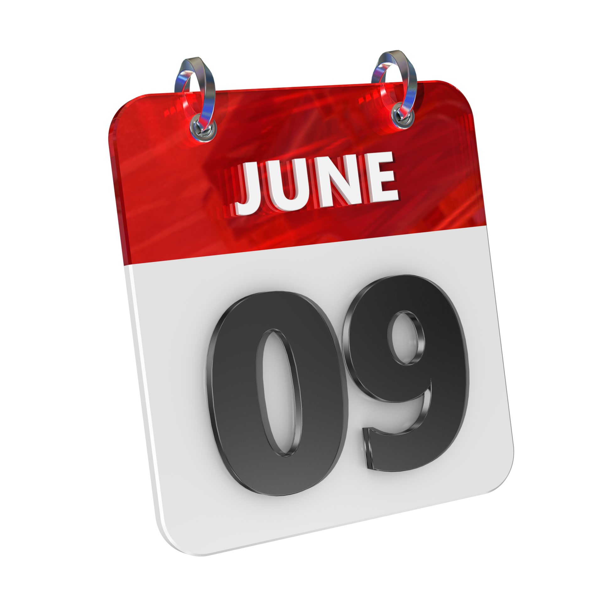June 9 Date 3D Icon Isolated Shiny And Glossy 3D Rendering Month Date june-9-date-3d-icon-isolated-shiny-and-glossy-3d-rendering-month-date