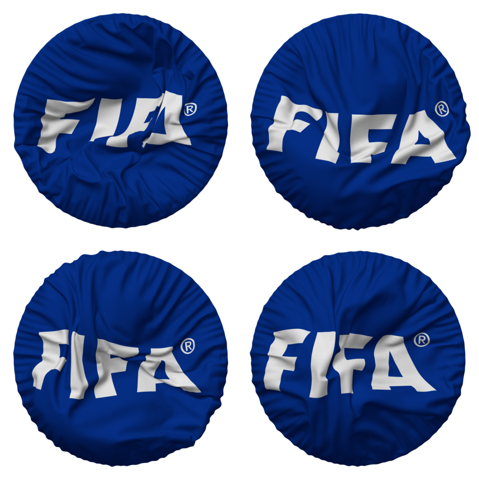 International Association Football Federation, FIFA Flag in Round Shape Isolated with Four Different Waving Style, Bump Texture, 3D Rendering png