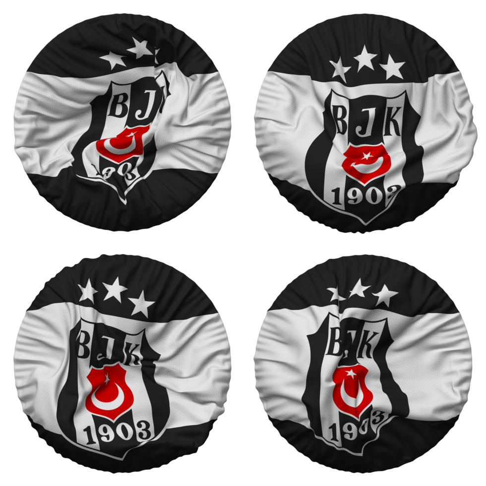 Besiktas Jimnastik Kulubu  Flag in Round Shape Isolated with Four Different Waving Style, Bump Texture, 3D Rendering png