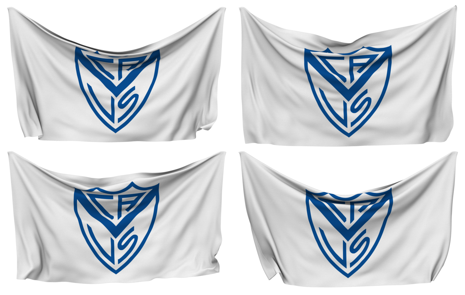 Club Atletico Velez Sarsfield Pinned Flag from Corners, Isolated with Different Waving Variations, 3D Rendering png