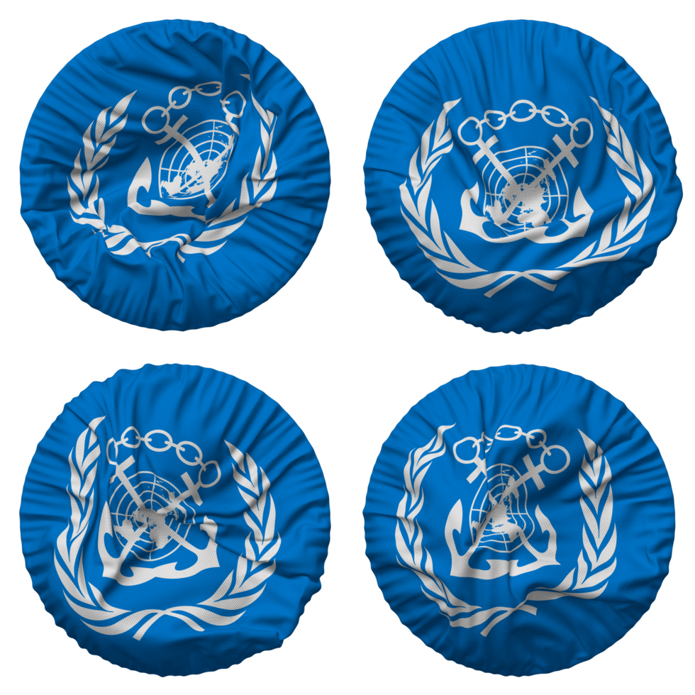 International Maritime Organization, IMO Flag in Round Shape Isolated with Four Different Waving Style, Bump Texture, 3D Rendering png