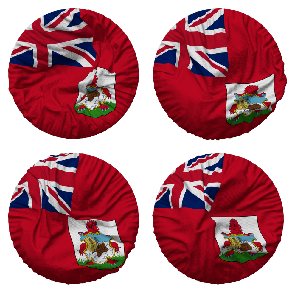 Bermuda Flag in Round Shape Isolated with Four Different Waving Style, Bump Texture, 3D Rendering png