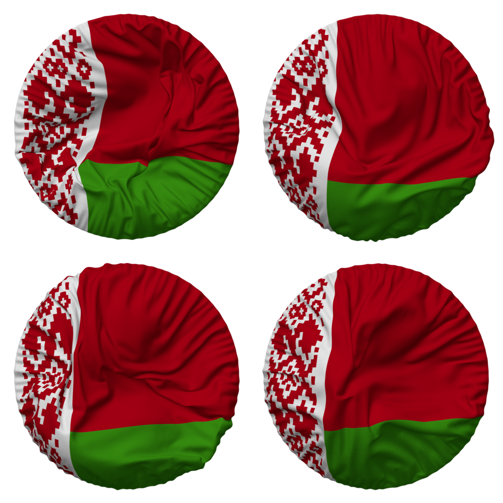 Belarus Flag in Round Shape Isolated with Four Different Waving Style, Bump Texture, 3D Rendering png
