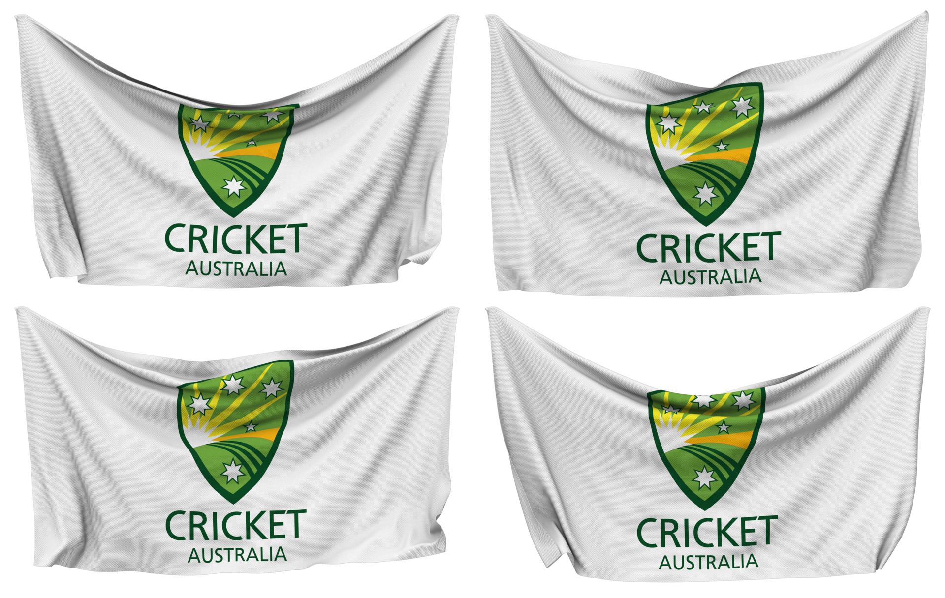 Cricket Australia, Australian Cricket Board, CA, ACB Pinned Flag from Corners, Isolated with