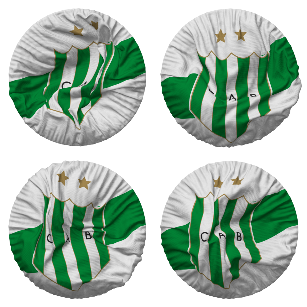 club atlético banfield drapeau dans rond forme isolé avec quatre différent agitant style, bosse texture, 3d le rendu png