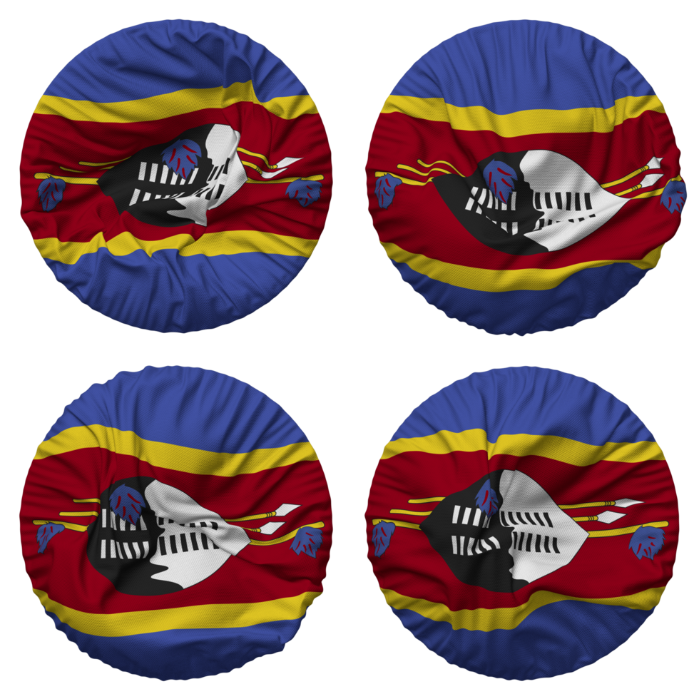 Eswatini Flag in Round Shape Isolated with Four Different Waving Style, Bump Texture, 3D Rendering png