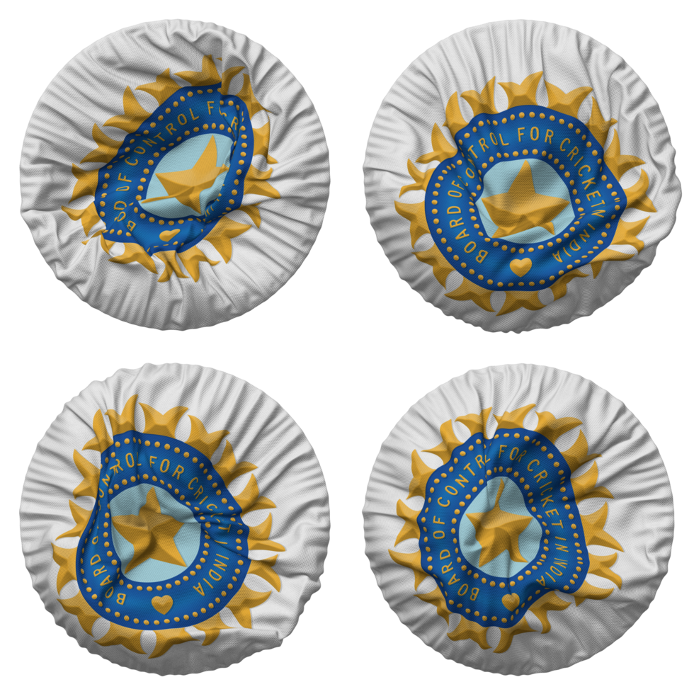 Board of Control for Cricket in India, BCCI Flag in Round Shape Isolated with Four Different Waving Style, Bump Texture, 3D Rendering png