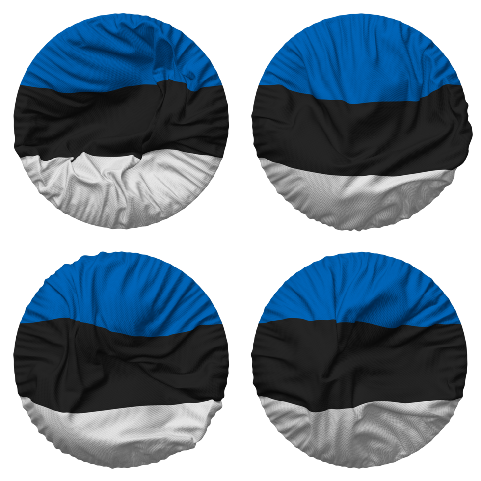 Estonia Flag in Round Shape Isolated with Four Different Waving Style, Bump Texture, 3D Rendering png