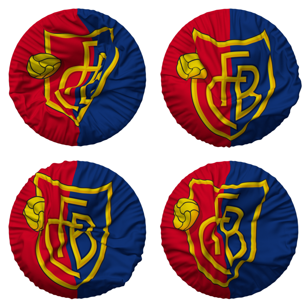Fussball Club Basel 1893, FCB Flag in Round Shape Isolated with Four Different Waving Style, Bump Texture, 3D Rendering png