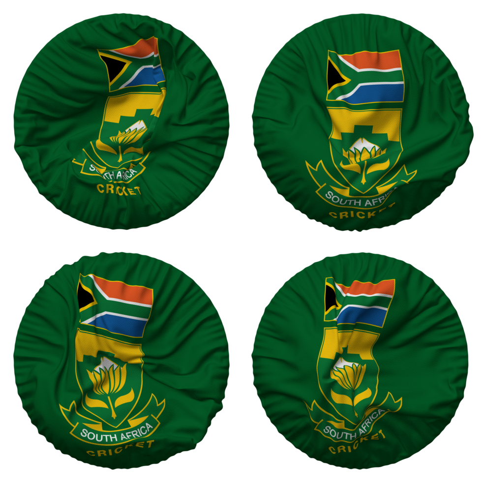 Cricket South Africa, CSA Flag in Round Shape Isolated with Four Different Waving Style, Bump Texture, 3D Rendering png