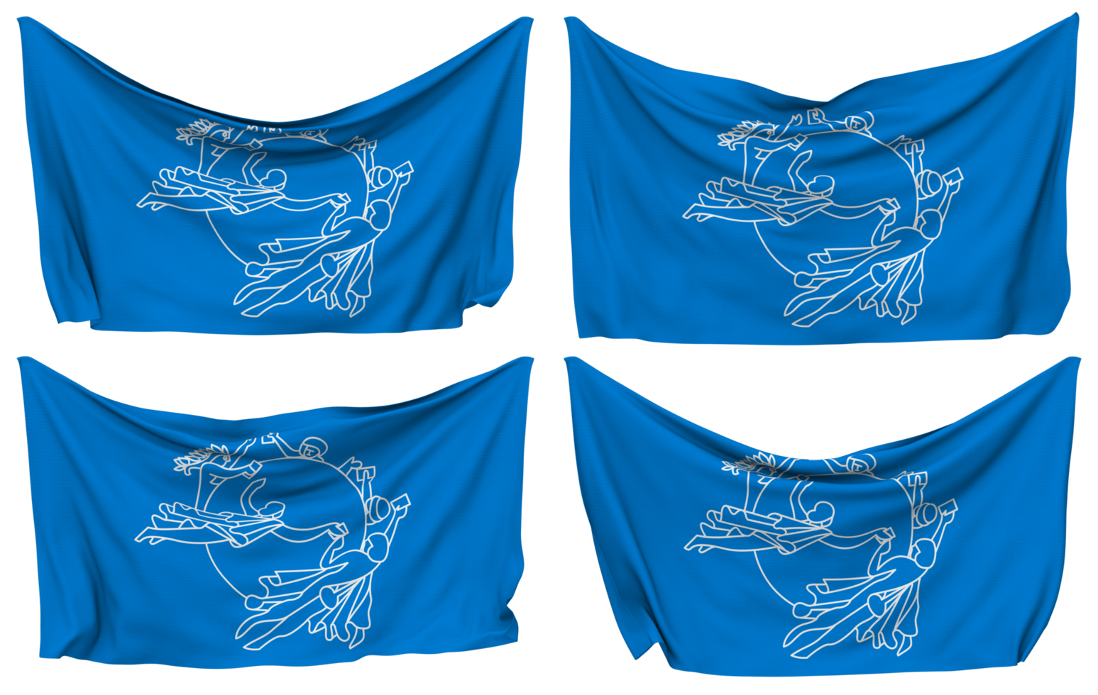 Universal Postal Union, UPU Pinned Flag from Corners, Isolated with Different Waving Variations, 3D Rendering png