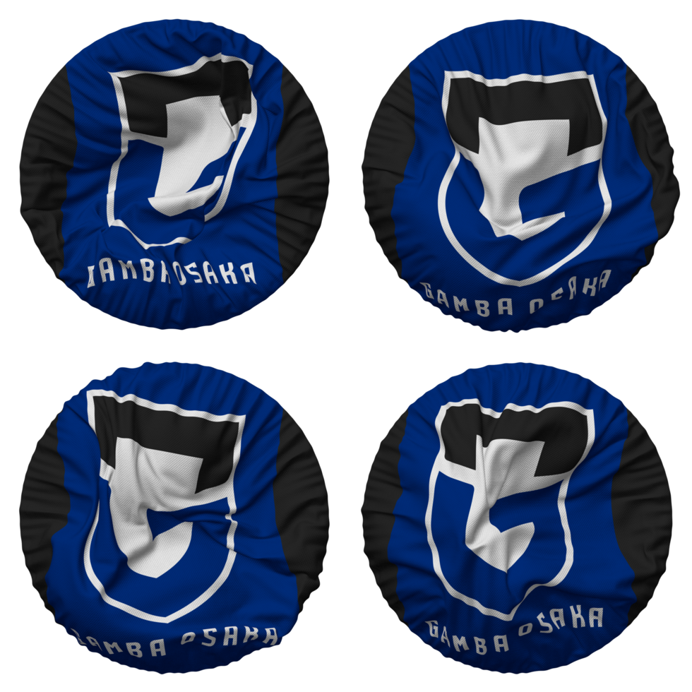 Gamba Osaka Football Club Flag in Round Shape Isolated with Four Different Waving Style, Bump Texture, 3D Rendering png