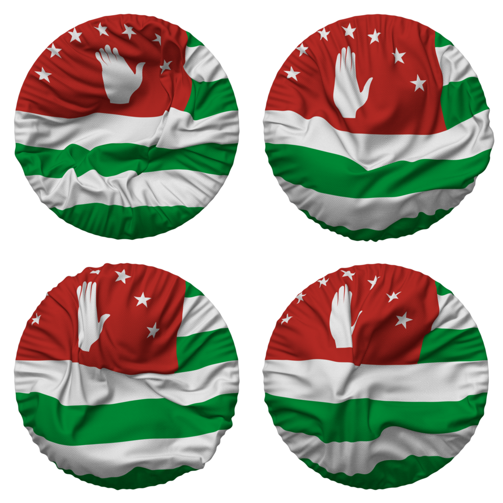 Abkhazia Flag in Round Shape Isolated with Four Different Waving Style, Bump Texture, 3D Rendering png
