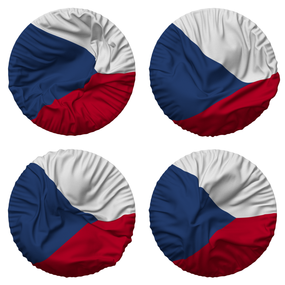 Czech Republic Flag in Round Shape Isolated with Four Different Waving Style, Bump Texture, 3D Rendering png