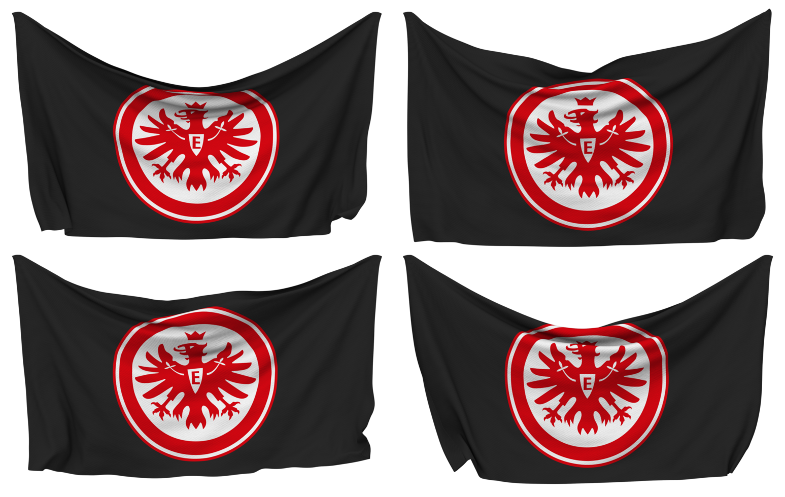 Eintracht Frankfurt Pinned Flag from Corners, Isolated with Different Waving Variations, 3D Rendering png