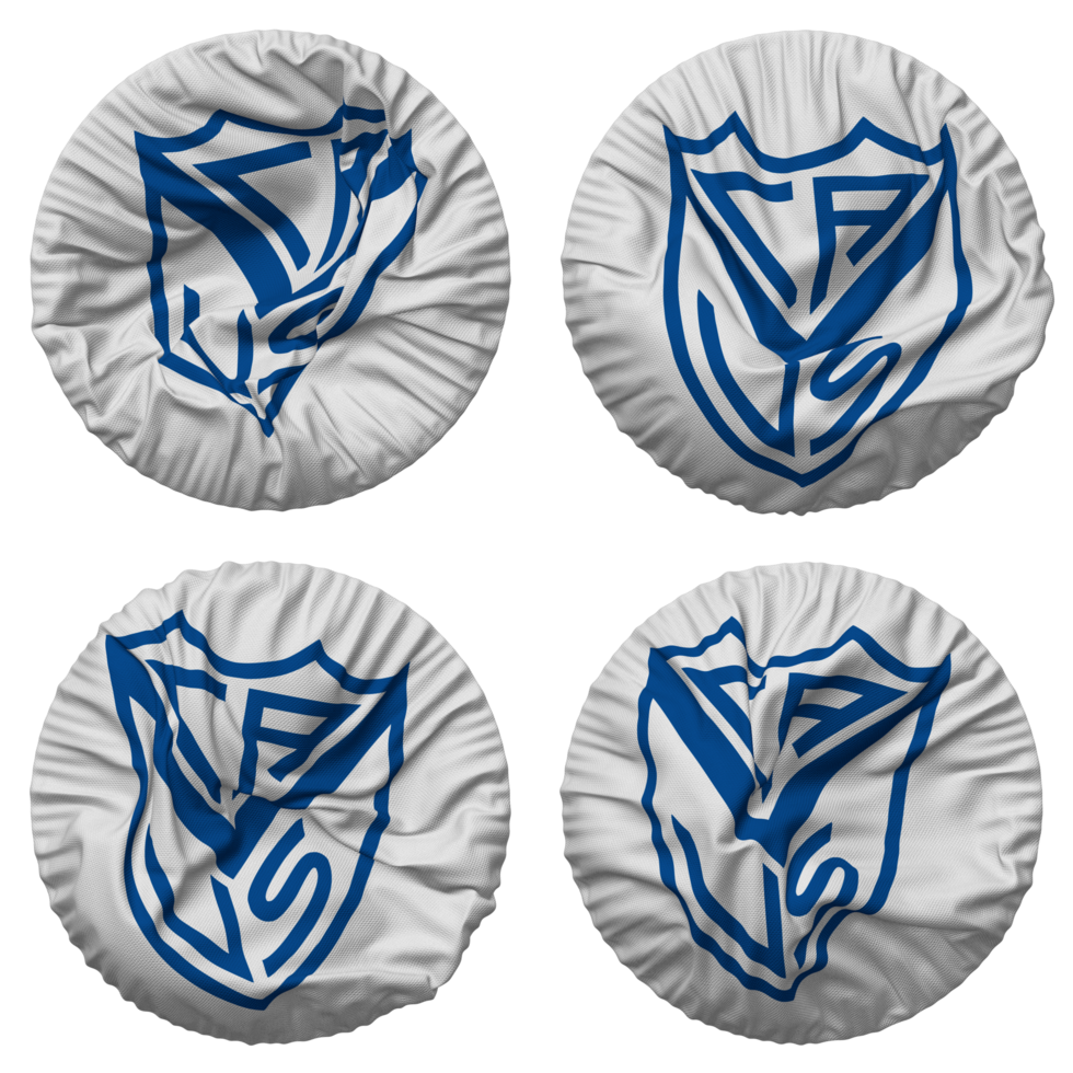 Club Atletico Velez Sarsfield Flag in Round Shape Isolated with Four Different Waving Style, Bump Texture, 3D Rendering png