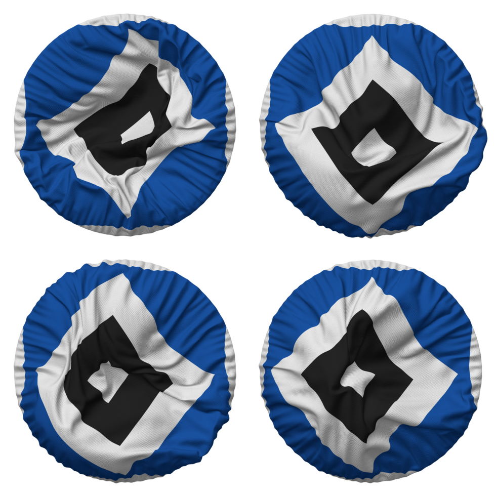 Hamburger Sport Verein e V, Hamburger SV Flag in Round Shape Isolated with Four Different Waving Style, Bump Texture, 3D Rendering png
