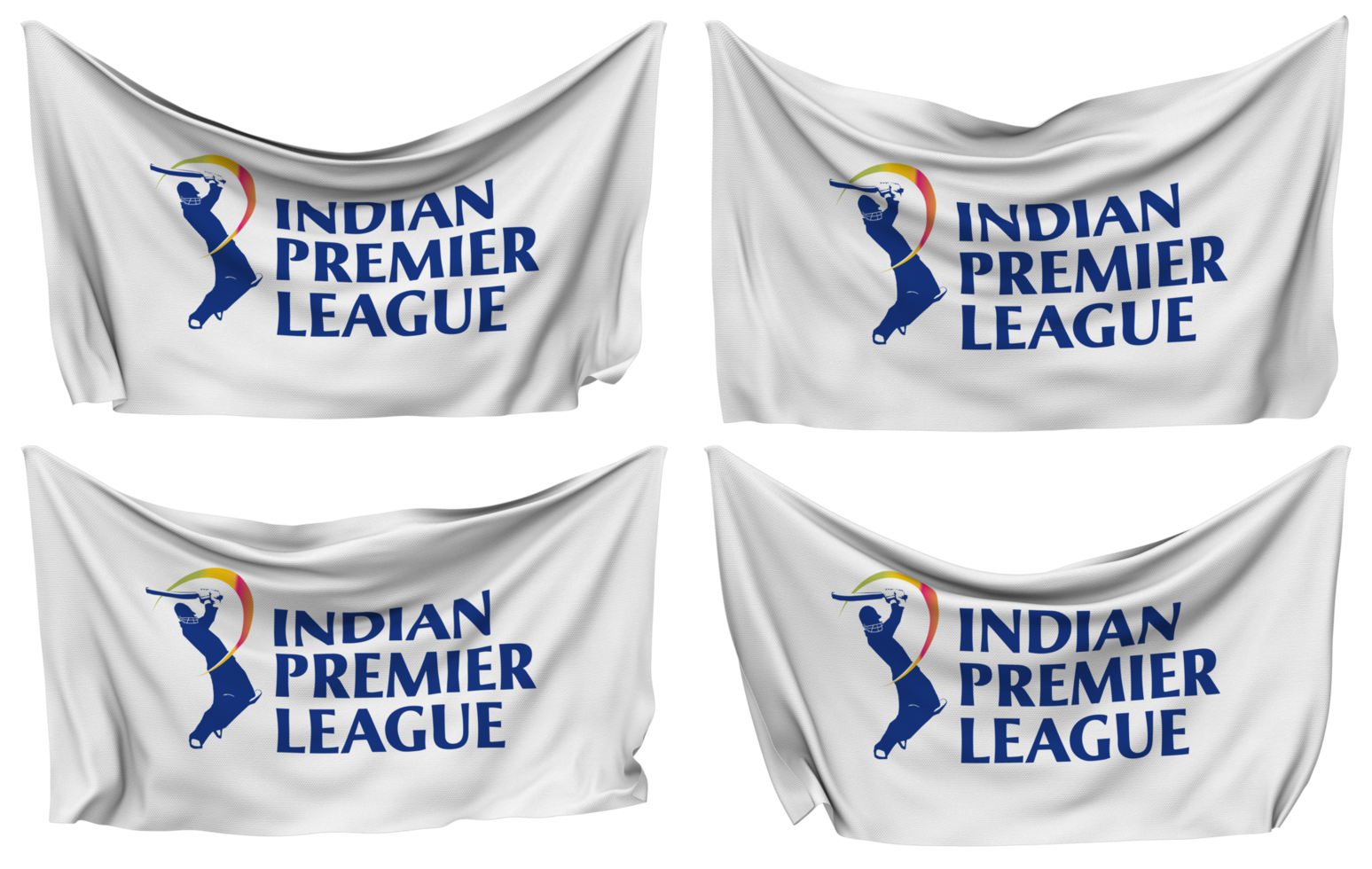 Indian Premier League, IPL Pinned Flag from Corners, Isolated with Different Waving Variations, 3D Rendering png