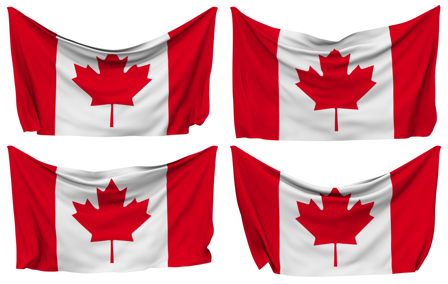 Canada Pinned Flag from Corners, Isolated with Different Waving Variations, 3D Rendering png