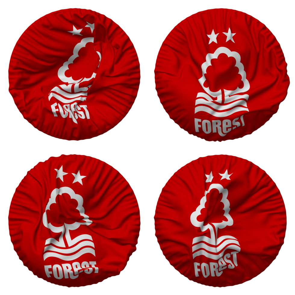 Nottingham forêt Football club drapeau dans rond forme isolé avec quatre différent agitant style, bosse texture, 3d le rendu png