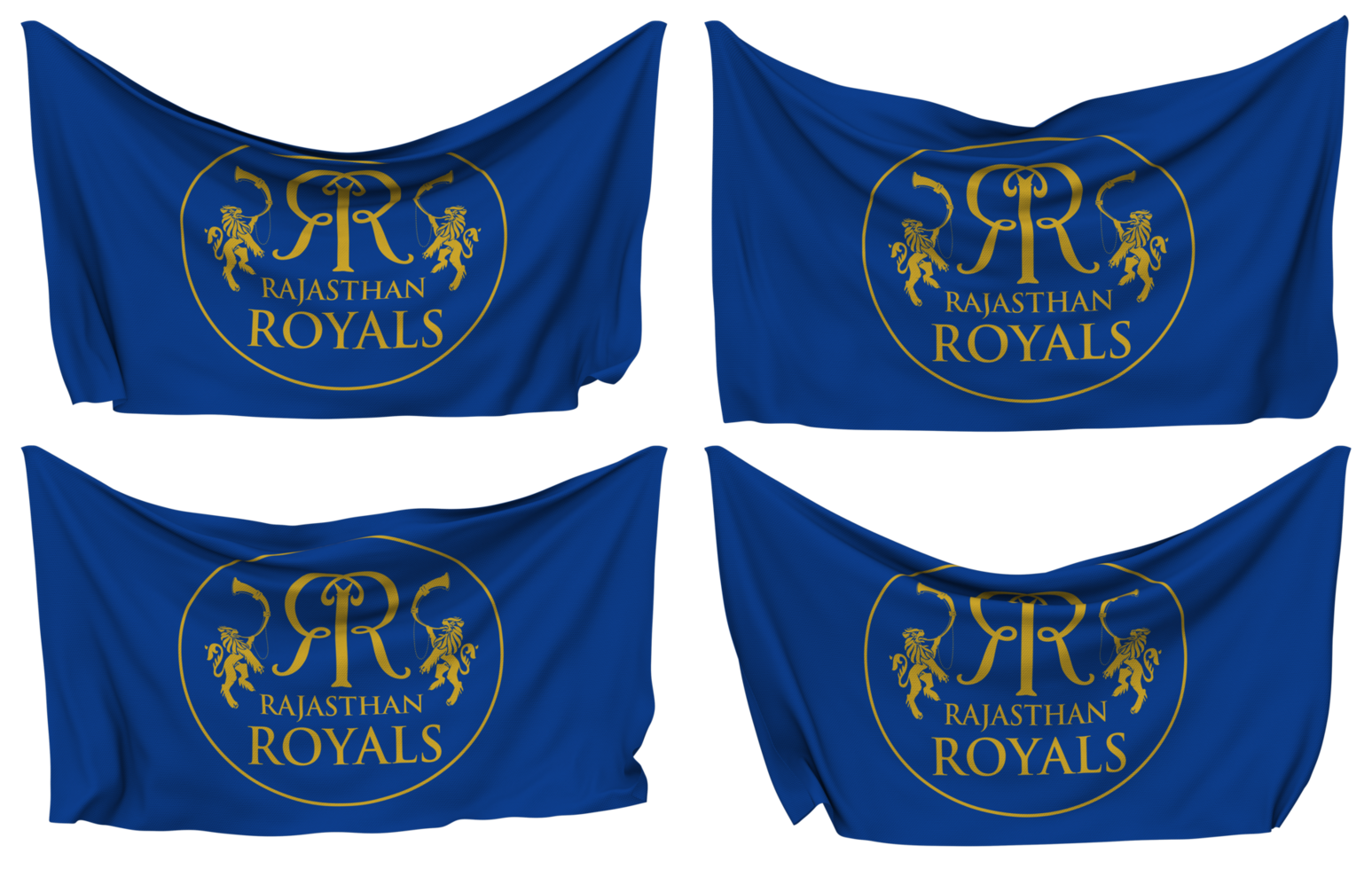 Rajastão membros da realeza, rr fixado bandeira a partir de cantos, isolado com diferente acenando variações, 3d Renderização png